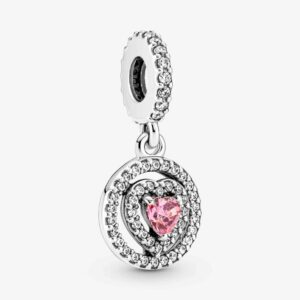 Pandöra Sparkling Double Halo Heart Dangle Charm 791476C01