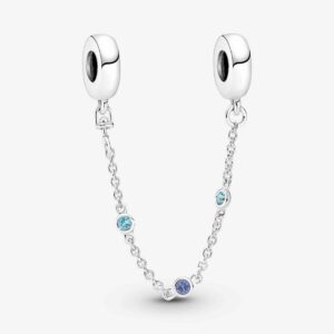 Pandöra Triple Blue Stone Safety Chain 791688C01